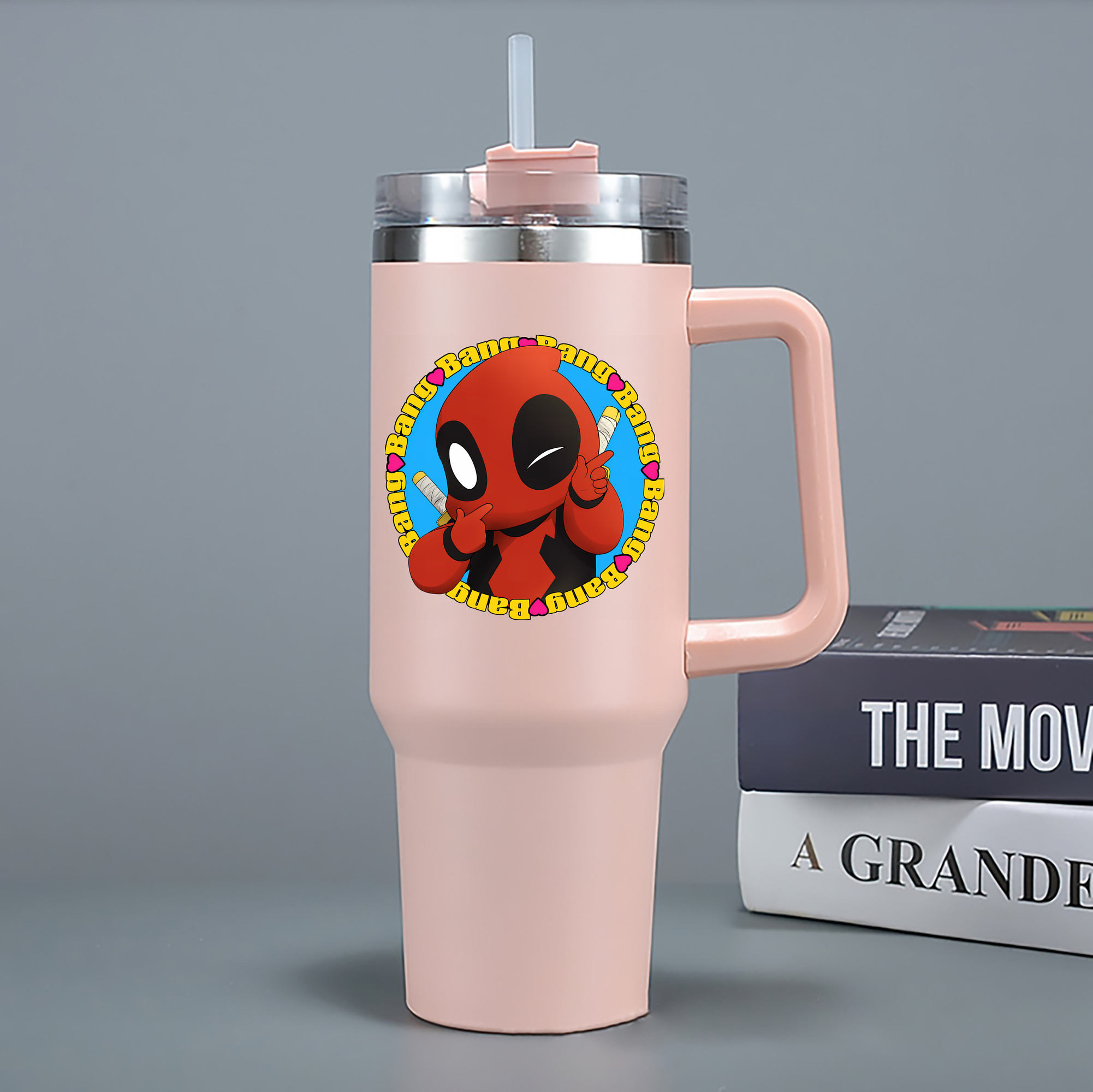 （画像用） Deadpool デッドプール 1200mL車用タンブラー - クリスタルステッカー（プラスチックストロー付き）
